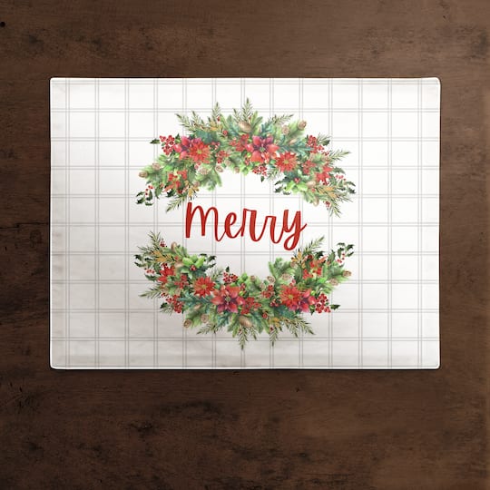 Merry Holly Wreath Cotton Twill Placemat